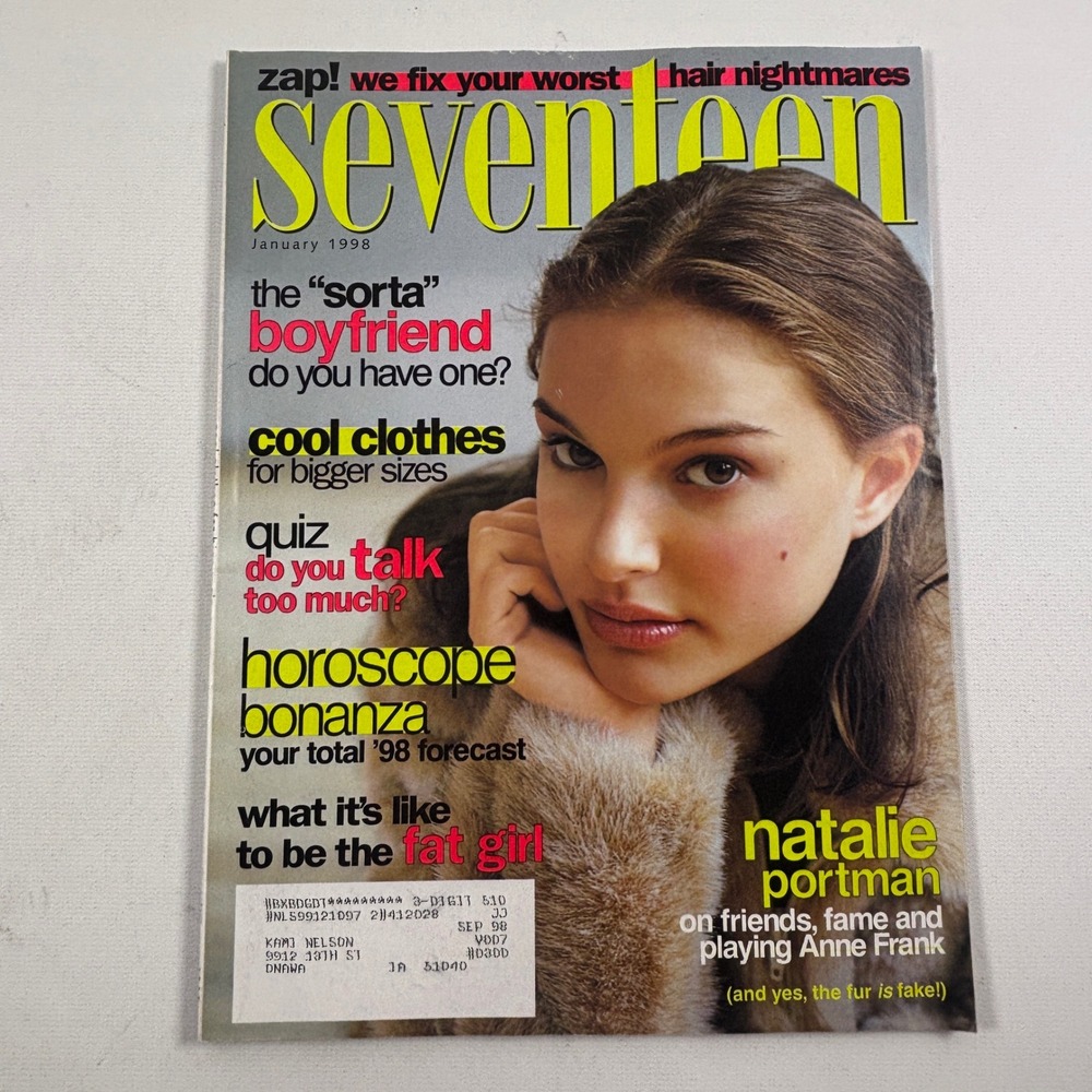 Seventeen Magazine January 1998 Natalie Portman Cover Vintage 90s Fashion Teen